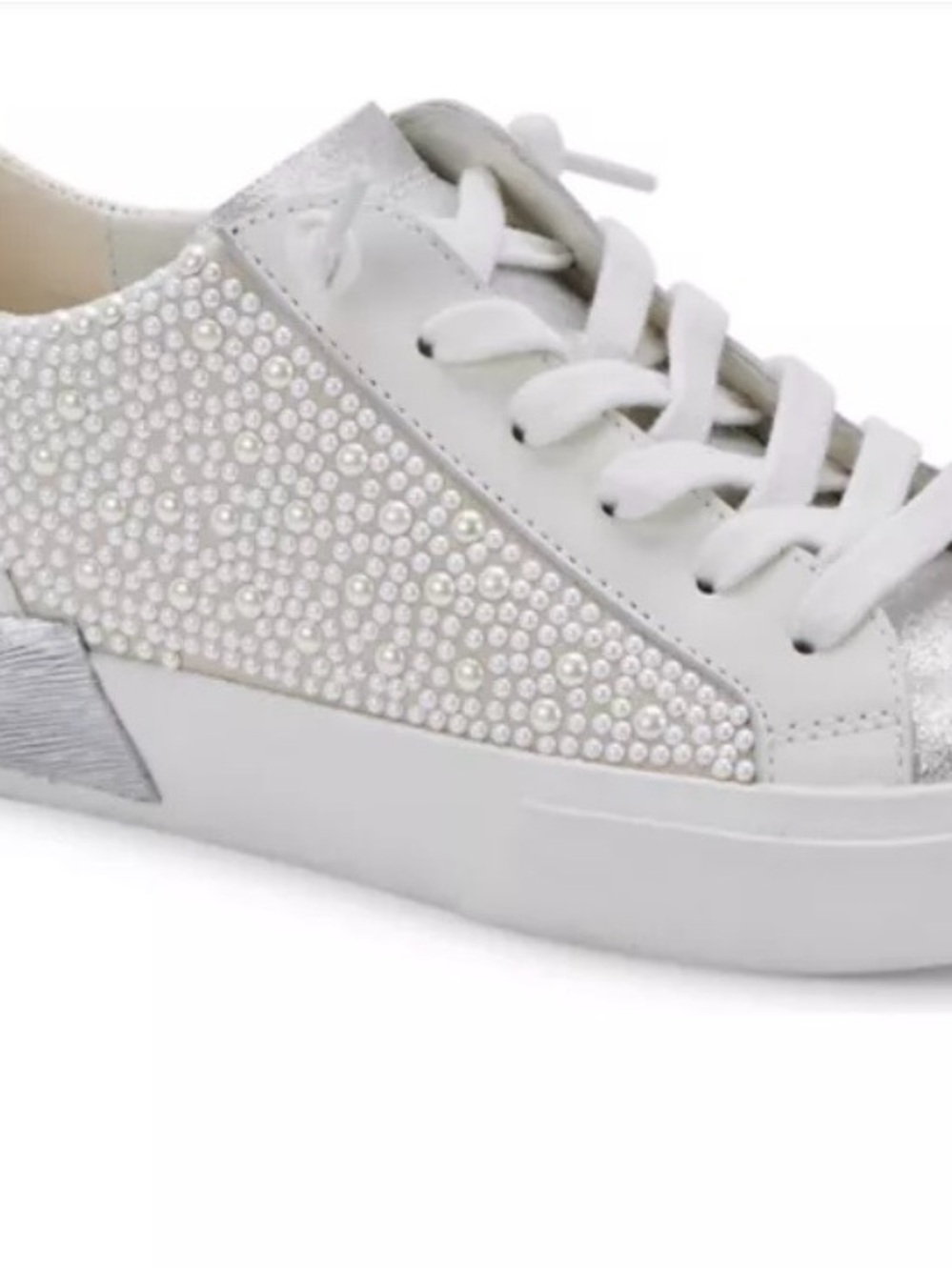 Dolce Vita White Beaded Studded Low-Top Sneakers Size 8.5 pre-owned.